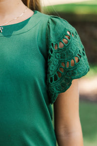 Girls: The Luna Emerald Green Eyelet Top