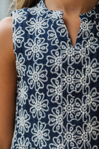 Girls: The Meridith Navy Blue Textured Dress