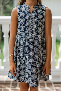 Girls: The Meridith Navy Blue Textured Dress