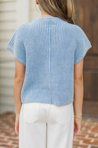 Girls: Think It Through Blue Short Sleeve Sweater