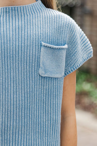 Girls: Think It Through Blue Short Sleeve Sweater
