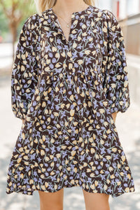 Softly Blooming Brown Ditsy Floral Dress