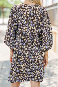 Softly Blooming Brown Ditsy Floral Dress