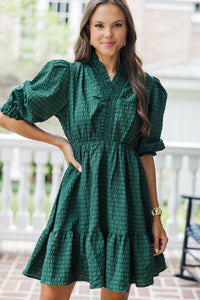 Come My Way Green Textured Dress