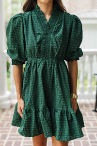 Come My Way Green Textured Dress