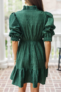 Come My Way Green Textured Dress