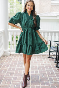 Come My Way Green Textured Dress