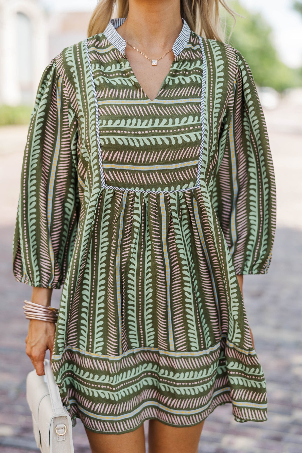 Say Less Olive Striped Babydoll Dress – Shop the Mint