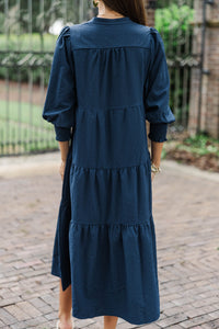 Too Good To Miss Navy Textured Dress