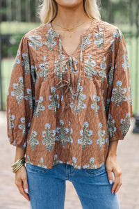 Chase The Light Brown Floral Blouse