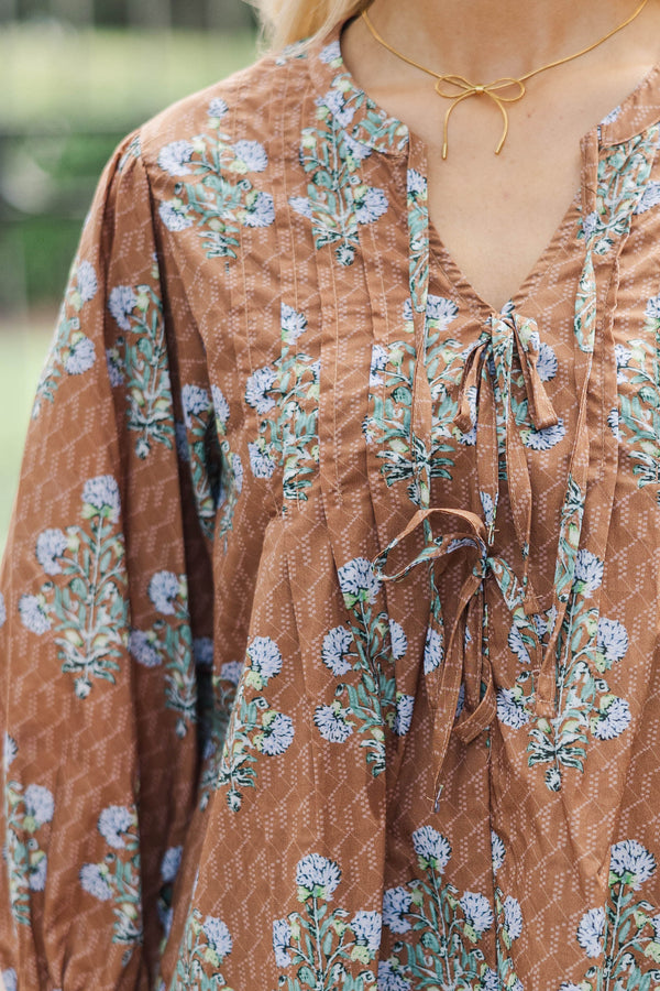 Chase The Light Brown Floral Blouse