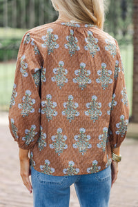 Chase The Light Brown Floral Blouse