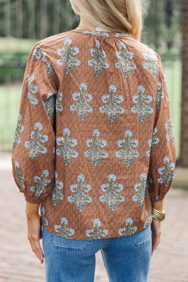 Chase The Light Brown Floral Blouse