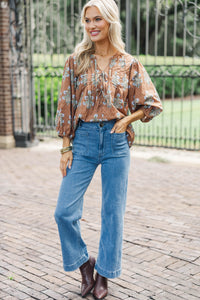 Chase The Light Brown Floral Blouse