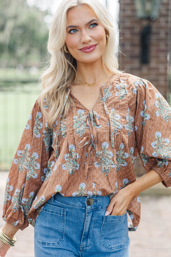 Chase The Light Brown Floral Blouse