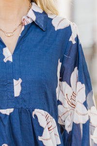 Do It Over Again Navy Floral Midi Dress