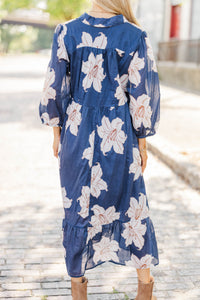 Do It Over Again Navy Floral Midi Dress
