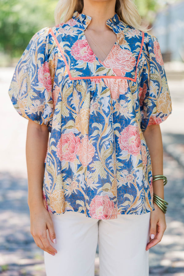 Remember The Moment Navy Floral Blouse