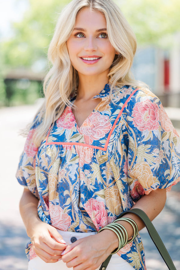 Remember The Moment Navy Floral Blouse