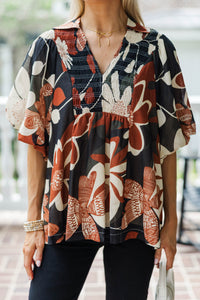 All The World Rust Floral Blouse