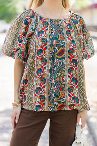 Joy In Every Thread Green Ditsy Floral Blouse