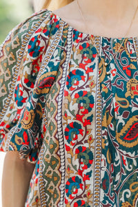 Joy In Every Thread Green Ditsy Floral Blouse