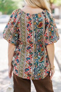 Joy In Every Thread Green Ditsy Floral Blouse