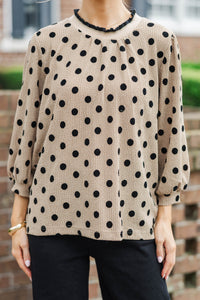 Until Forever Natural Polka Dot Blouse