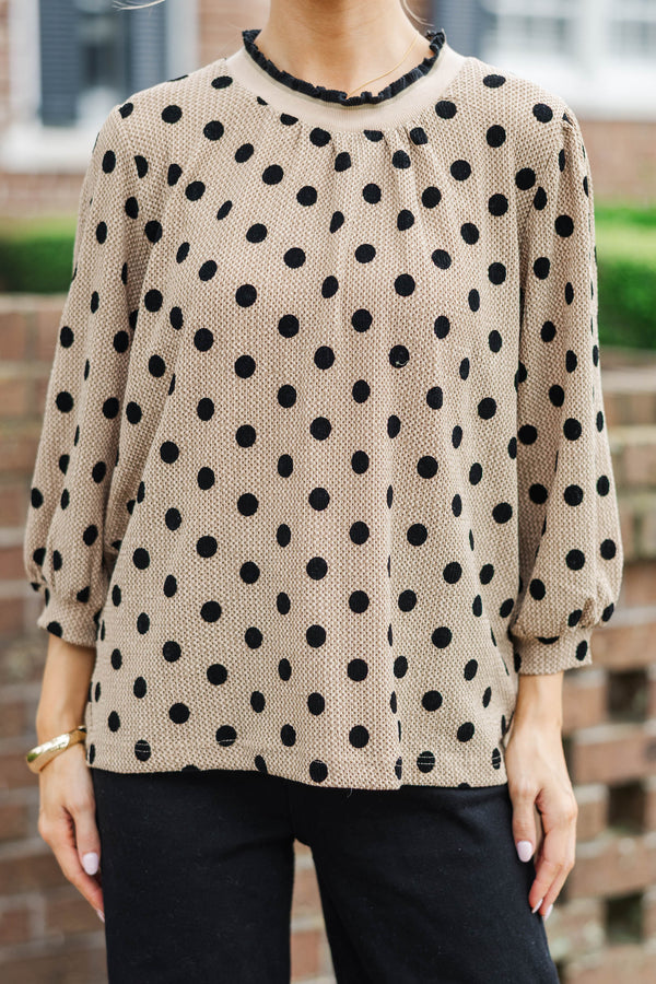 Until Forever Natural Polka Dot Blouse