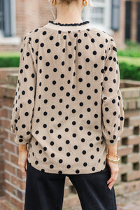 Until Forever Natural Polka Dot Blouse