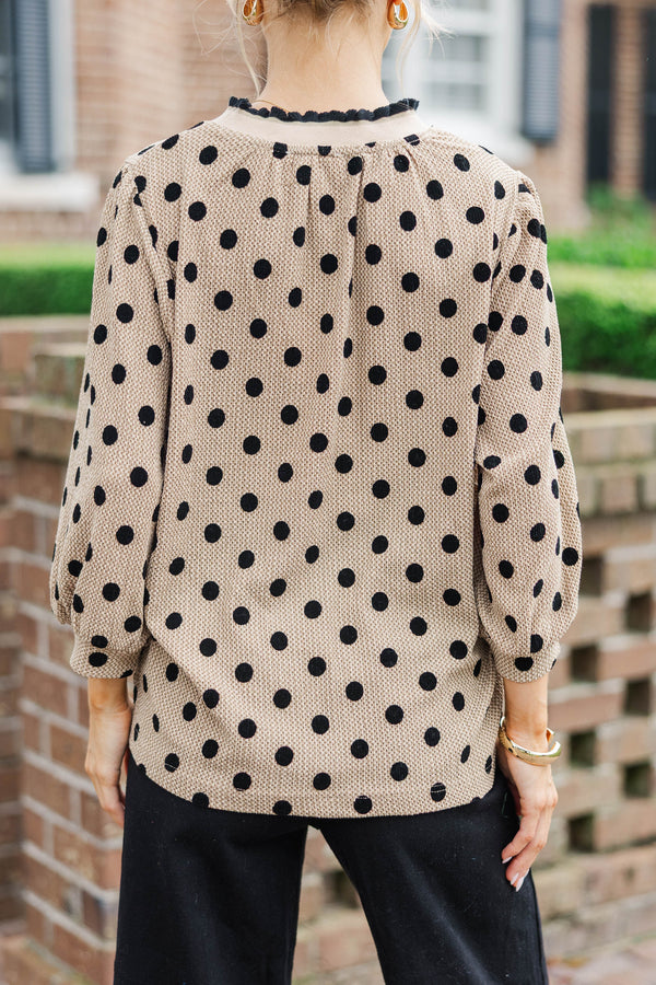 Until Forever Natural Polka Dot Blouse