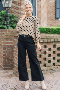 Until Forever Natural Polka Dot Blouse