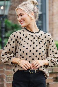 Until Forever Natural Polka Dot Blouse