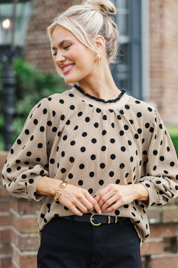 Until Forever Natural Polka Dot Blouse
