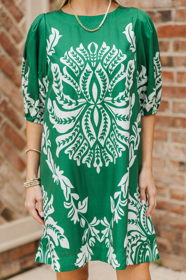 Right Into Place Green Medallion Dress
