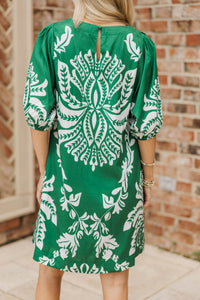 Right Into Place Green Medallion Dress