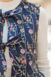Giving You My Heart Navy Floral Vest
