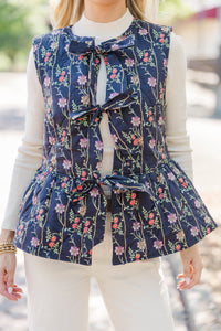 Giving You My Heart Navy Floral Vest