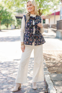 Giving You My Heart Navy Floral Vest