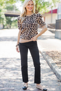 Golden Hour Girl Natural Leopard Sweater
