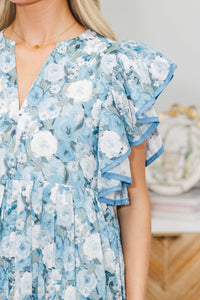 NURSING COLLECTION: Closer Than Ever Light Blue Floral Midi Dress