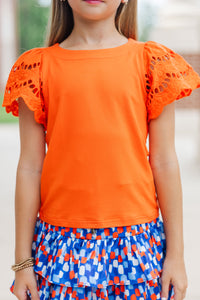 Girls: The Luna Orange Eyelet Top