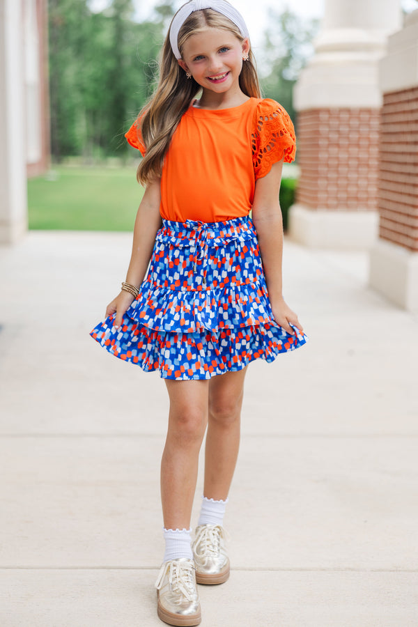 Girls: The Luna Orange Eyelet Top