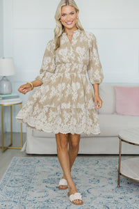 NURSING COLLECTION: It's All Alright Taupe Textured Dress