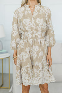 NURSING COLLECTION: It's All Alright Taupe Textured Dress