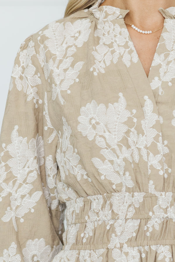 NURSING COLLECTION: It's All Alright Taupe Textured Dress