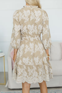 NURSING COLLECTION: It's All Alright Taupe Textured Dress