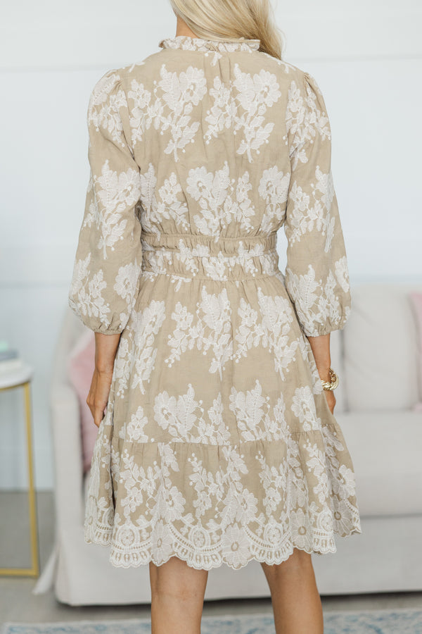 NURSING COLLECTION: It's All Alright Taupe Textured Dress