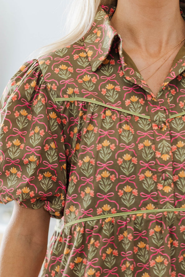 NURSING COLLECTION: Little Memories Olive Medallion Dress