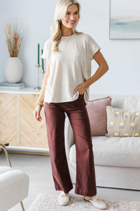 NURSING COLLECTION: Catch On Light Taupe Ribbed Top